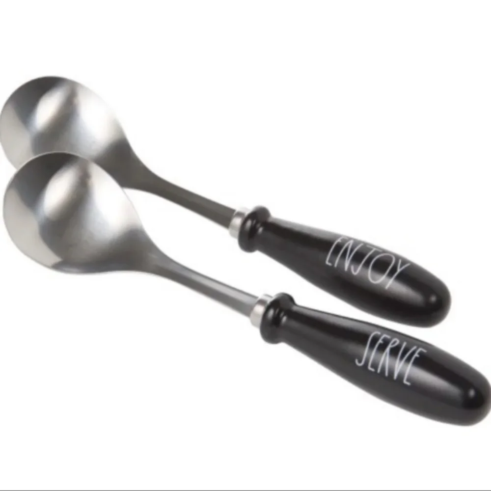 Rae Dunn by Magenta Enjoy Serve Serving Spoon Set Black Silver
